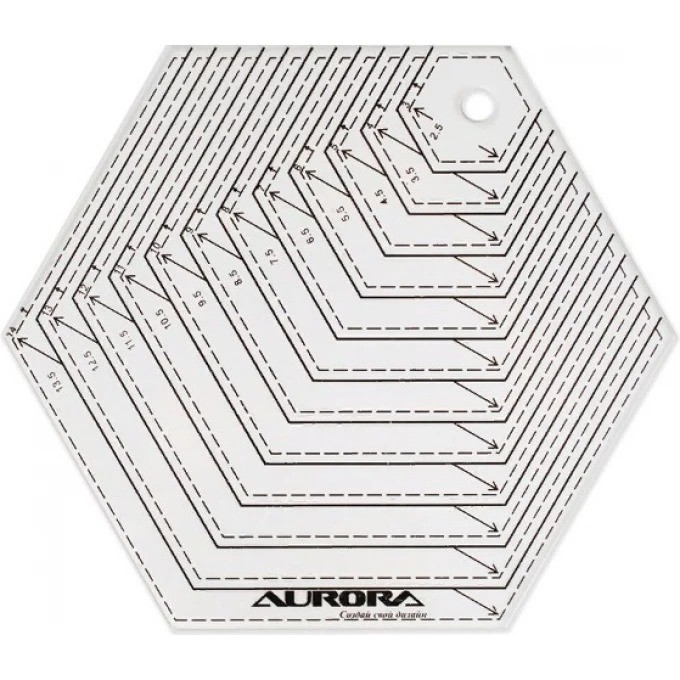 Линейка для пэчворка AURORA Шестиугольник AU-H14