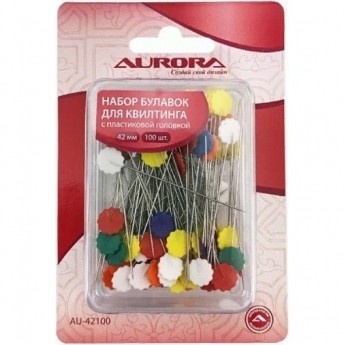 Набор булавок для квилтинга с плоской головкой в виде цветка 42 мм AURORA AU-42100